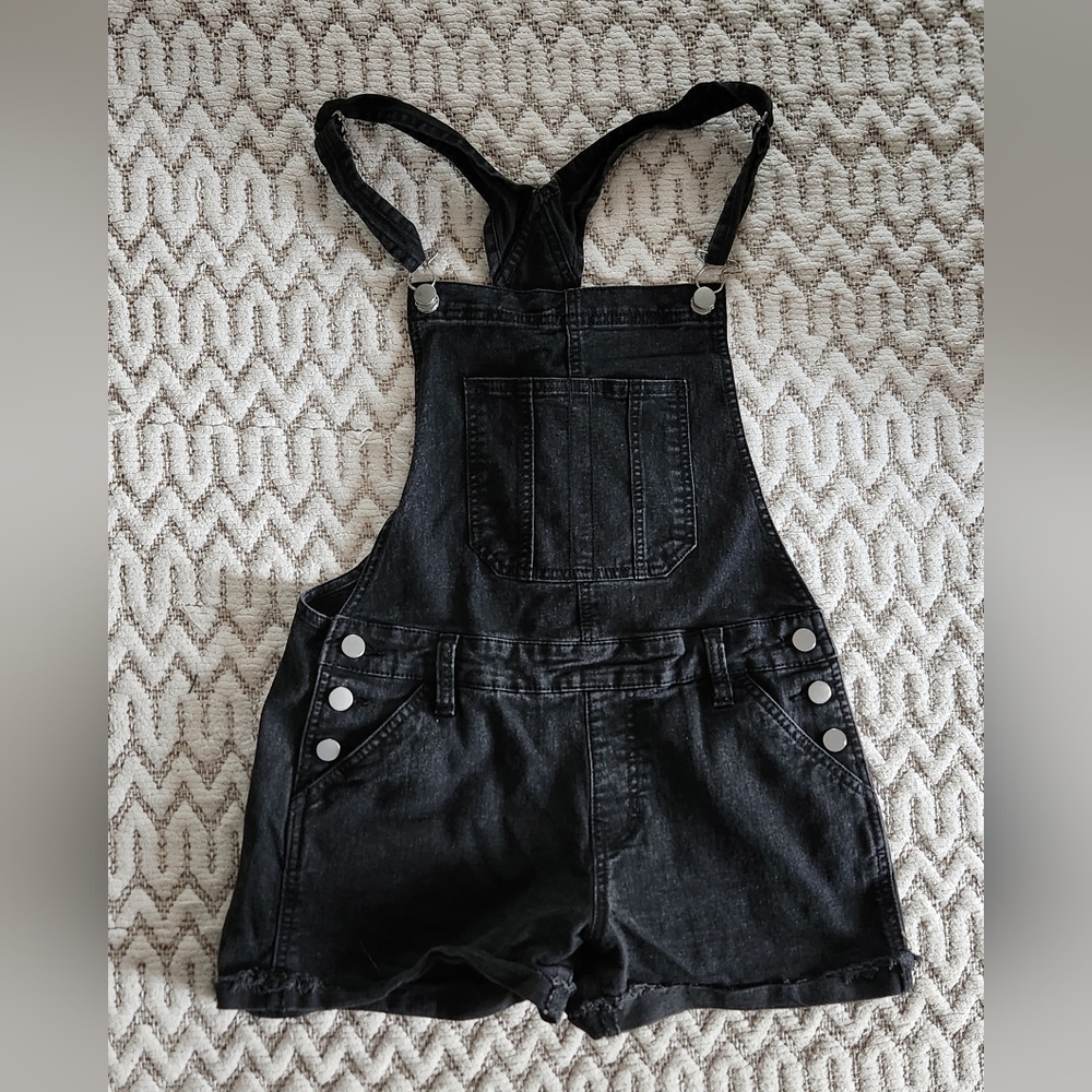 NoBo Relaxed Fit Size M (7-9) Black Denim Overalls